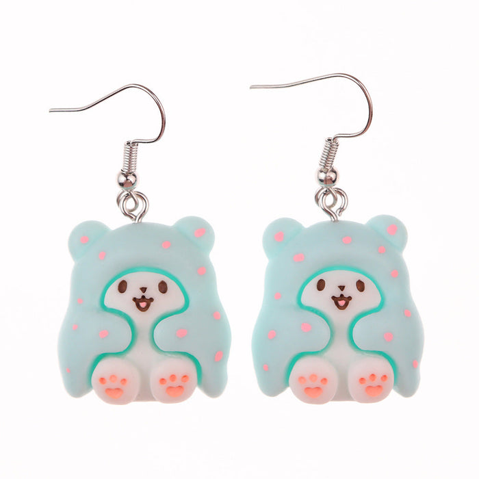 Wholesale Cartoon Animal Hopping Bear Earrings JDC-NS-NiQing013