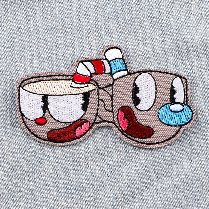 Wholesale Cartoon Embroidery Cloth Patches for Clothing and Bags Hot Melt Adhesive Backing Fabric