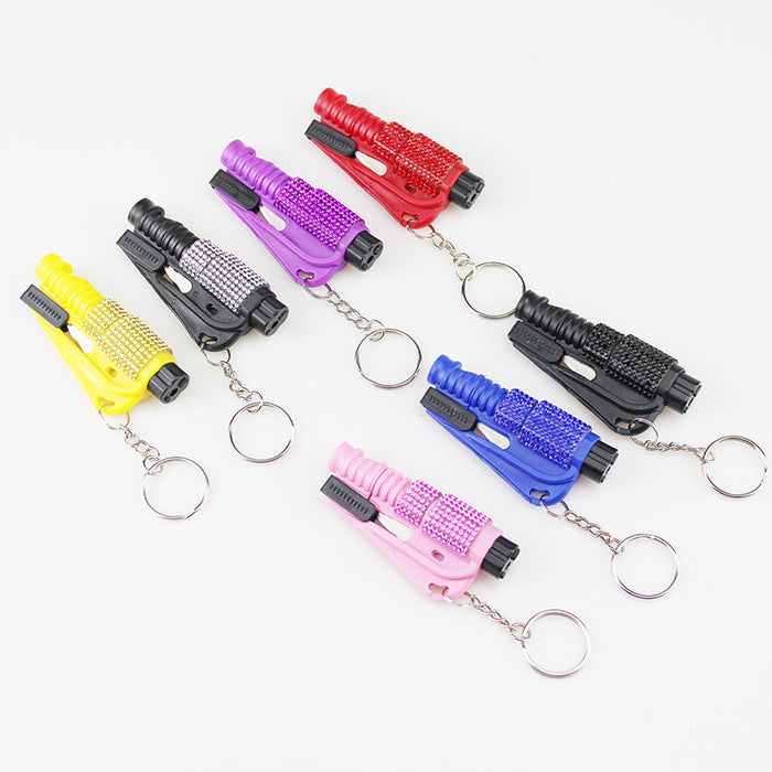 Wholesale Plastic Diamond 3-in-1 Whistle Keychain JDC-KC-TouMS012