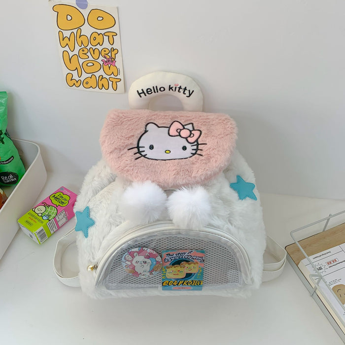 Wholesale Cute plush flip backpack with large capacity, cute backpack, cartoon casual backpack