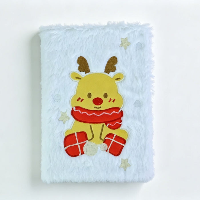 Wholesale Plush Furry Notebook with Embroidery Cute Christmas Design