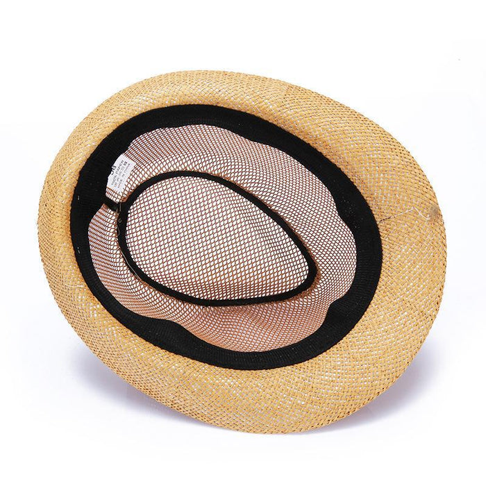 Wholesale Men's Top Hat Grid Small Top Hat Hollow-out Breathable Sun Hat Solid Color Flat Top Jazz Hat Sun Hat Women's Sun Hat