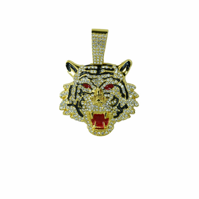 Wholesale Alloy Three-Dimensional Full Diamond Tiger Pendant Necklace  Jewelry