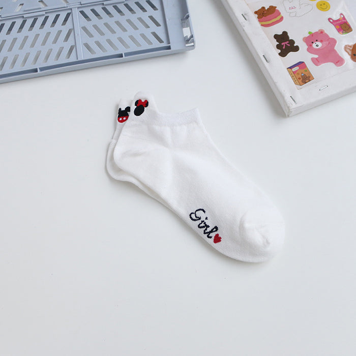 Wholesale Ship socks, short socks, shallow cut, thin design, embroidered heel