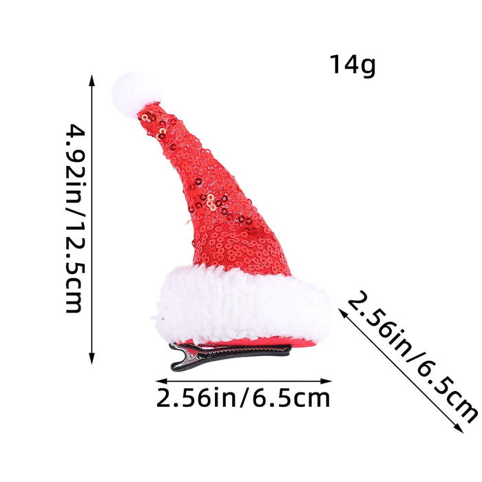 Wholesale Christmas Decorations Red Sequin Hat Gauze Skirt Dress up Headdress Korean Style Duckbill Christmas Hairpin
