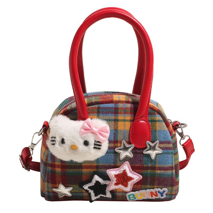 Wholesale Women's Fine Plaid Cute Bow Portable Shoulder Bags