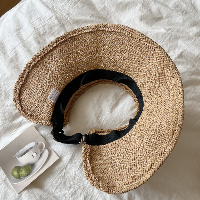 Wholesale Large-Brimmed Empty-Top Straw Hat for Women  Breathable Sunshade