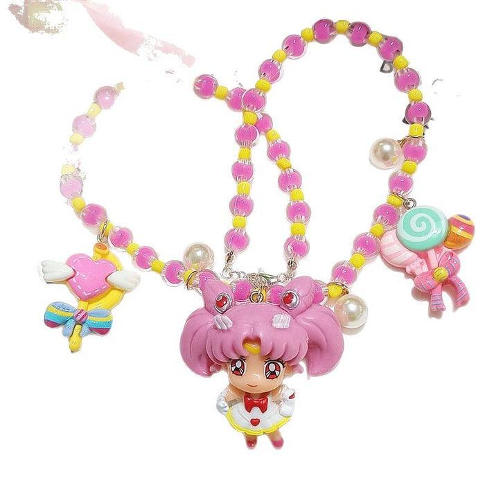 Wholesale Hand-made Crystal Beaded Cartoon Little Rabbit Gift Neck Chain Clavicle Chain Short Necklace Neck Chain for Women