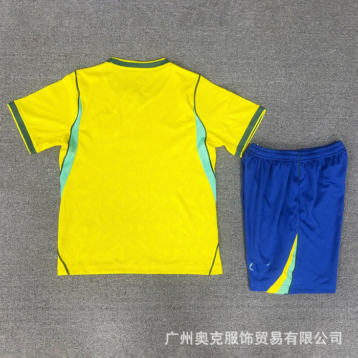 Wholesale Brazil World Cup Football Jersey Children' s Short Sleeve Soccer T-Shirt