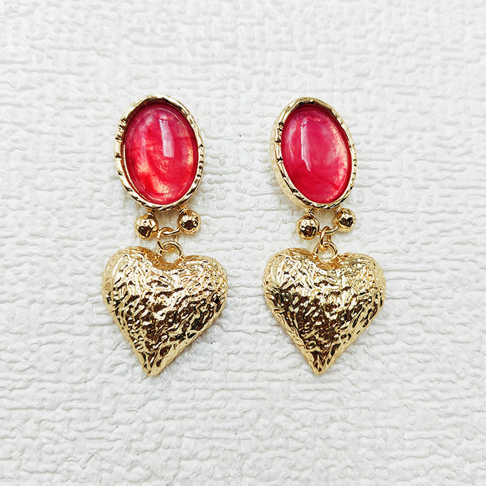 Wholesale Vintage Golden Rose Earrings Palace Style Transparent Flower Glass Earrings Niche Exaggerated Earrings Earrings C153