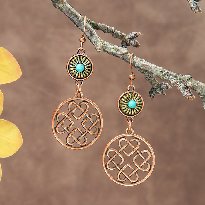 Wholesale Bohemian Geometric Irregular Leaf Metal Earrings Fashion Accessory MOQ≥2
