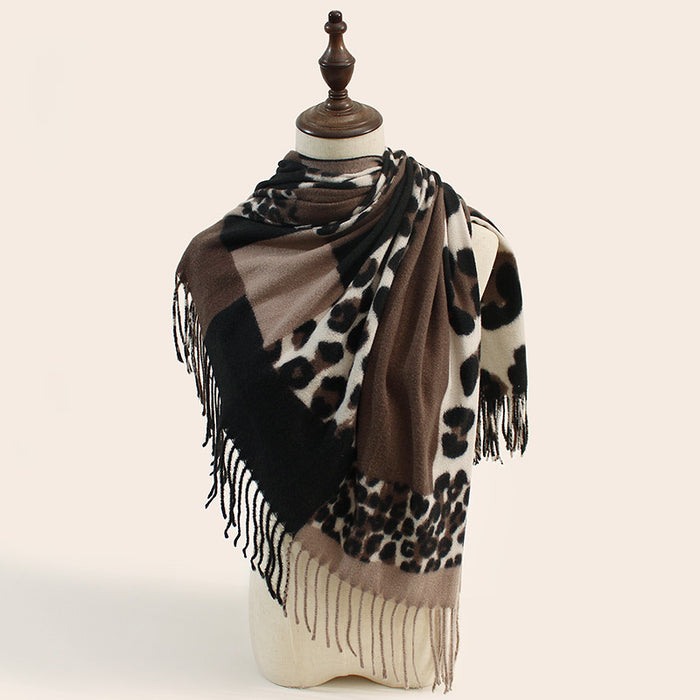 Wholesalewinter  leopard print scarf  thickened lengthened cashmere