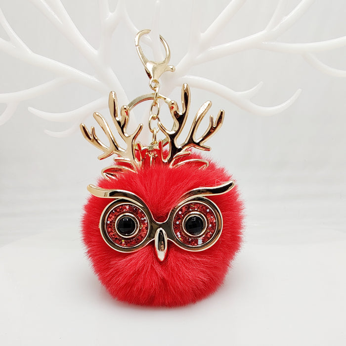 Wholesale Plush Antlers Owl Pendant Bag Keychain