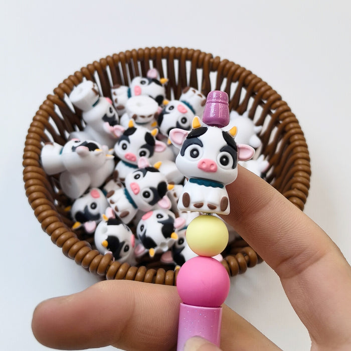 Wholesale 50PCS 3D Silicone Cartoon Cow Focal Beads JDC-BDS-HKL004