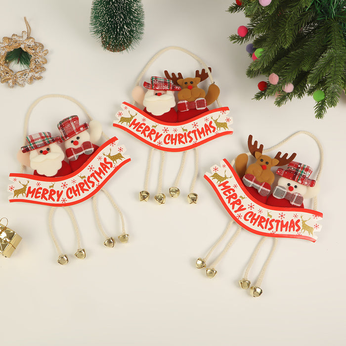 Wholesale Christmas Pendant Cute Cartoon Santa Elk Decorations Christmas Tree Bell Pendant