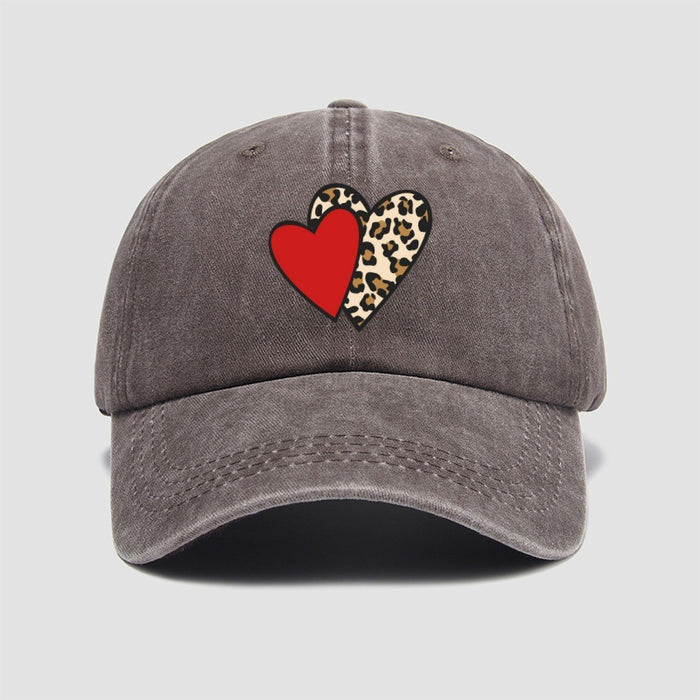 Wholesale Leopard print heart-shaped baseball cap, retro and fashionable duckbill cap, personalized sun hat