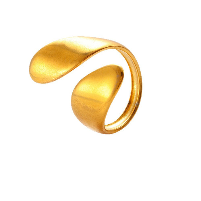 Wholesale Irregular stainless steel ring set with open water droplet geometric gold ring