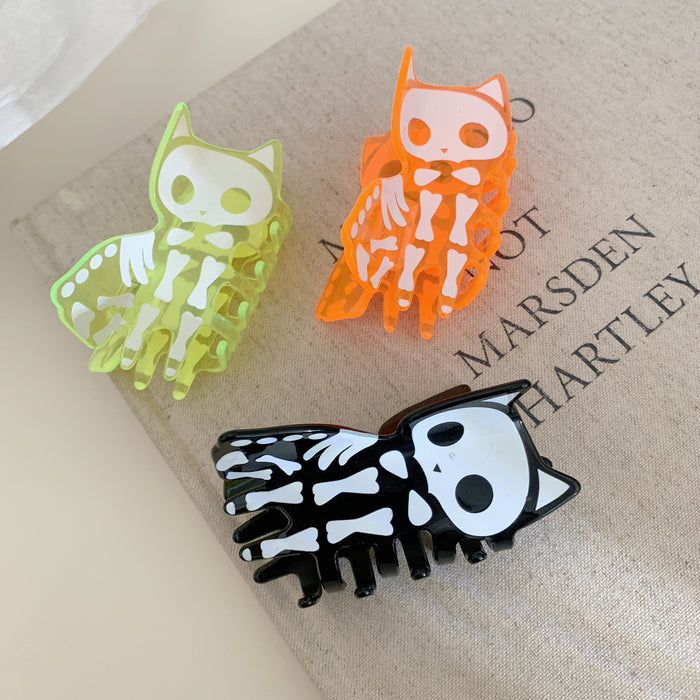 Wholesale Trendy  Cat Skull Acrylic Hair Claw Clip For Party Fashion Accessory