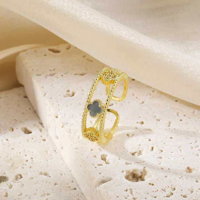 Wholesale A niche high-end light luxury ring with a retro opening and adjustable ring design