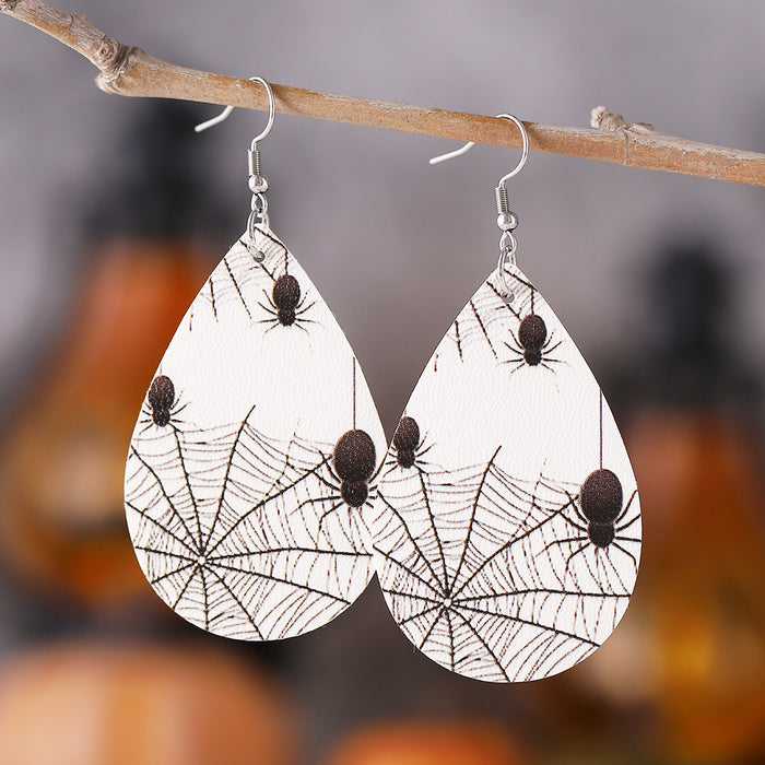 Wholesale  Gothic Style Skull  Web Black Cat Grimace Pumpkin Earrings Leather Earrings