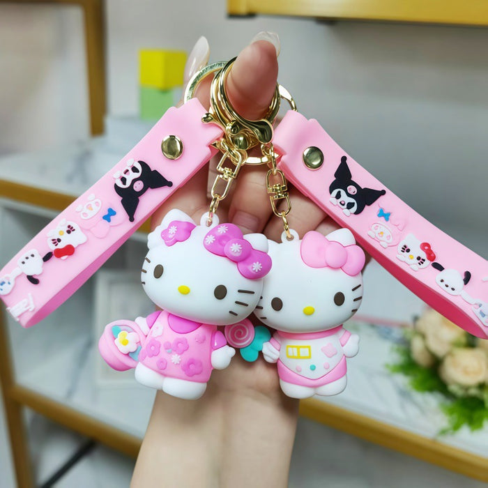Wholesale Metal Cartoon Cat Keychain Gift Bag Charm for Birthday Business Gifts MOQ≥2