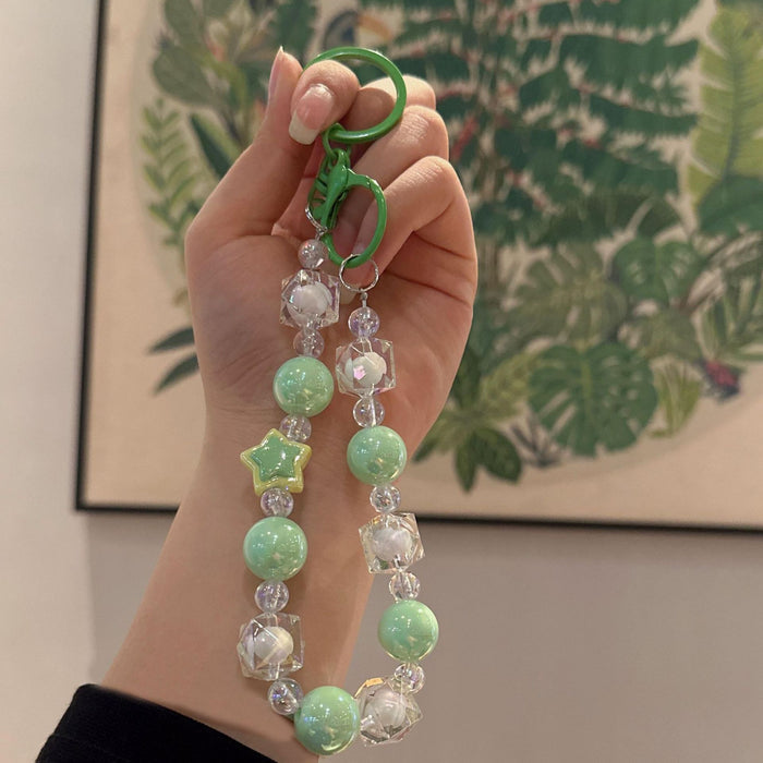 Wholesale Handmade beaded bag pendant, car keychain, five pointed star bow, couple keychain, chain