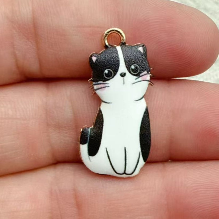 Wholesale 10pcs Cat pendant DIY handmade jewelry accessories,  alloy keychain charms,  necklace and earring accessories Pendant