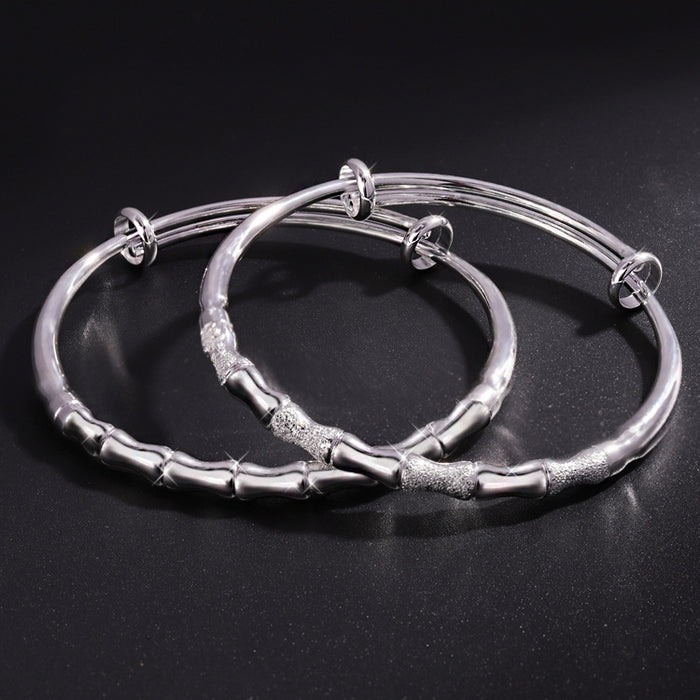 Wholesale Silver-plated bamboo bracelet, simple and comfortable lucky bamboo push-pull adjustable bracelet
