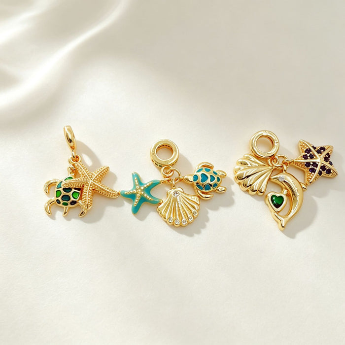 Wholesale Ocean Series Copper Charm Pendant for Necklace Making Accessory