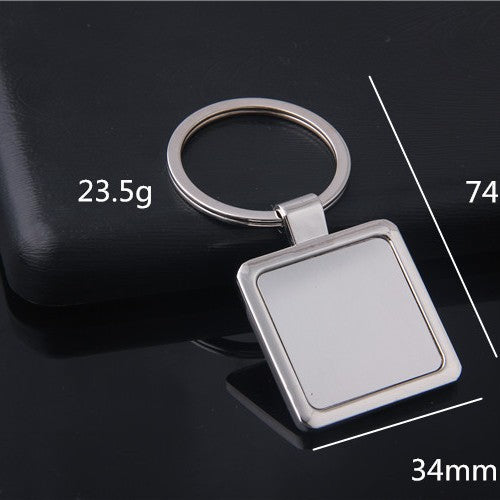 Wholesale Fashionable zinc alloy single row keychain, car anti loss keychain pendant, blank hanging tag, double-sided laser drip adhesive