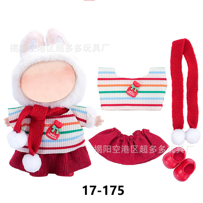 Wholesale ( Clothes only)  Baby clothes 17cm plush Christmas dress