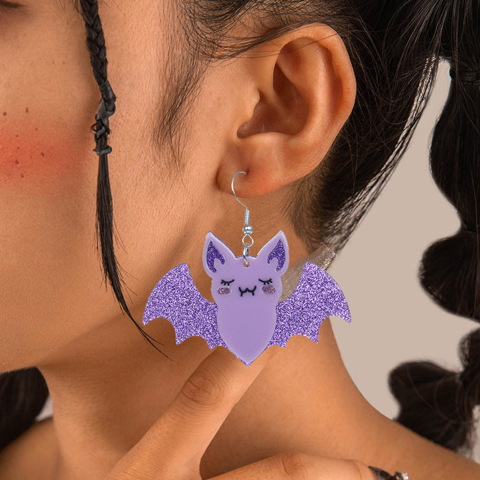 Wholesale Bat Earrings Creative Glitter Handmade DIY  Party Acrylic Pendant Earrings
