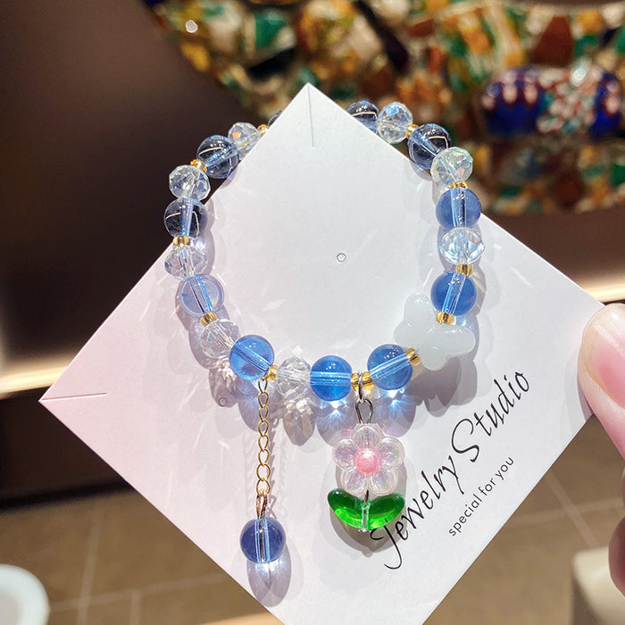 Wholesale Trendy Girls Flower Glass Beaded Bracelet Travel Souvenir Jewelry Accessory MOQ≥3