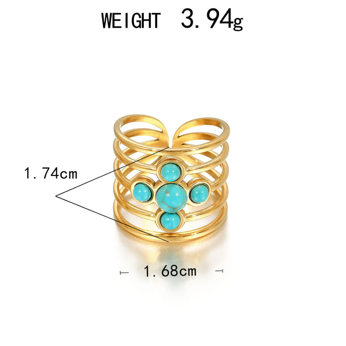 Wholesale Stainless Steel Gold Turquoise Rings