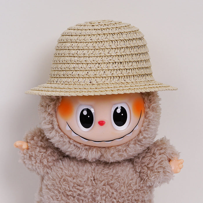 Wholesale  mini hollow top woven straw hat dome wave pull cloth leaking ear hat dress-up baby clothes accessories