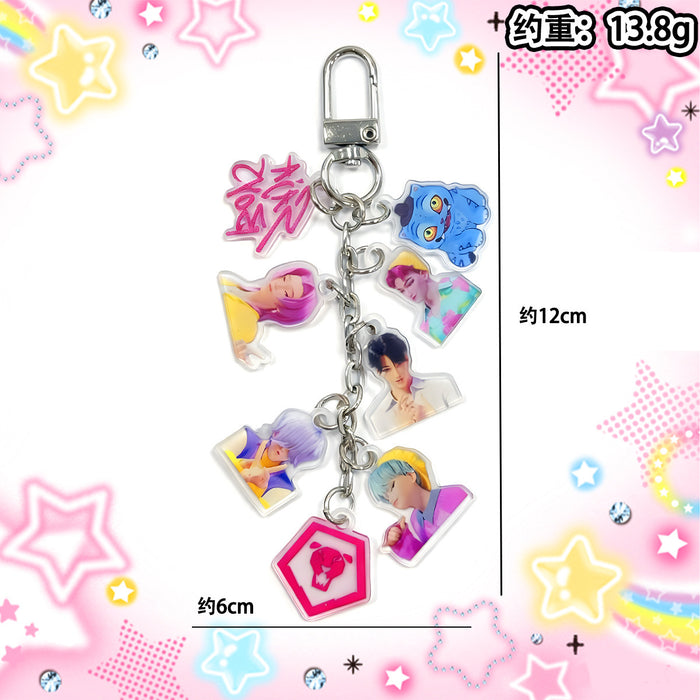 Wholesale Long string of cute K-pop cartoon character acrylic keychains