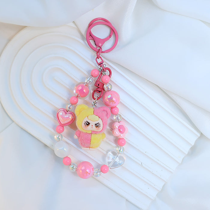 Wholesale Flocking car keychain pendant cartoon cute clown doll bag pendant