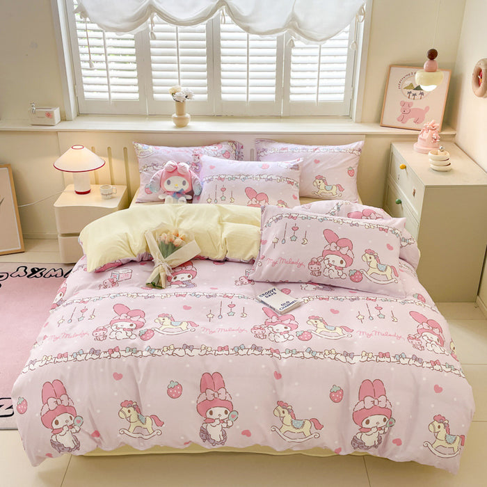 Wholesale A-level Cloud Washed Cotton Cute Cartoon Girl Heart Dormitory Bed Sheets JDC-SEE-AiErMei004