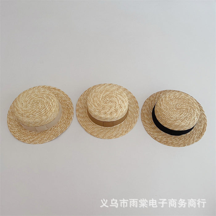 Wholesale children's straw hat western style wheat straw big brim baby beach hat