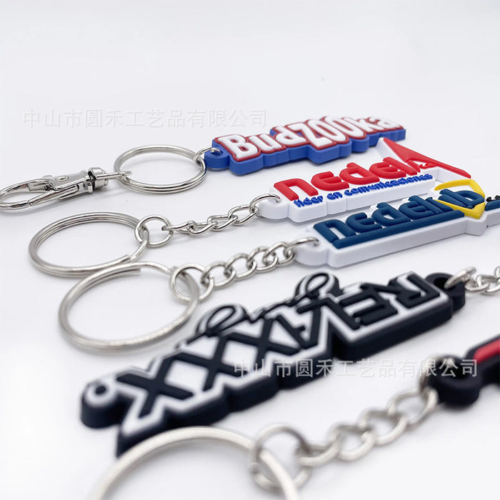 Wholesale PVC Keychain customized three-dimensional cute cartoon key ring soft rubber key ring 3d letter key chain customized