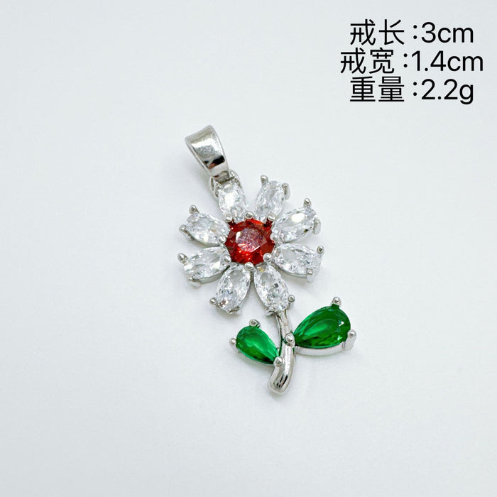 Wholesale Flower Pendant Necklace Gold Plated Copper Rhinestone Jewelry Accessory
