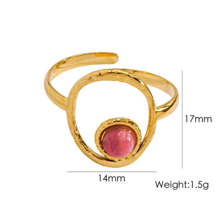 Wholesale Stainless Steel Ring Natural Stone Imported White Shell Jewelry Accessories Retro Sweet Style