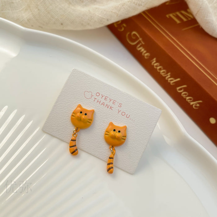 Wholesale cute cartoon earrings silver needle girls  brown earrings