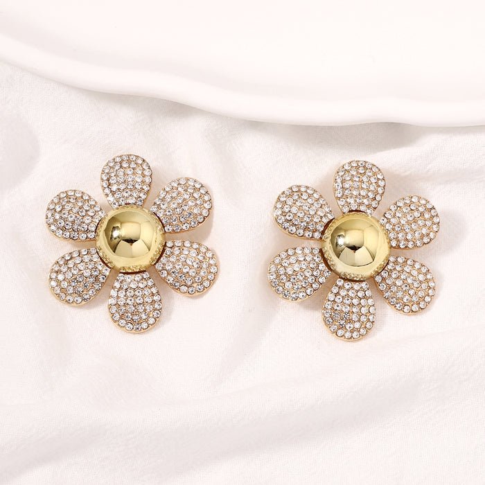 Wholesale Alloy Diamond Flower Earrings JDC-ES-YueLi026