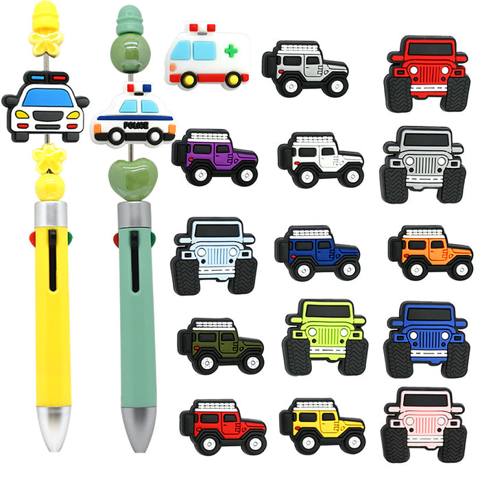 Wholesale Cartoon Car Series Beads DIY Soft Glue Double-Sided Focus Beads Ballpoint Pen Beads Accessories Beads Loose Beads
