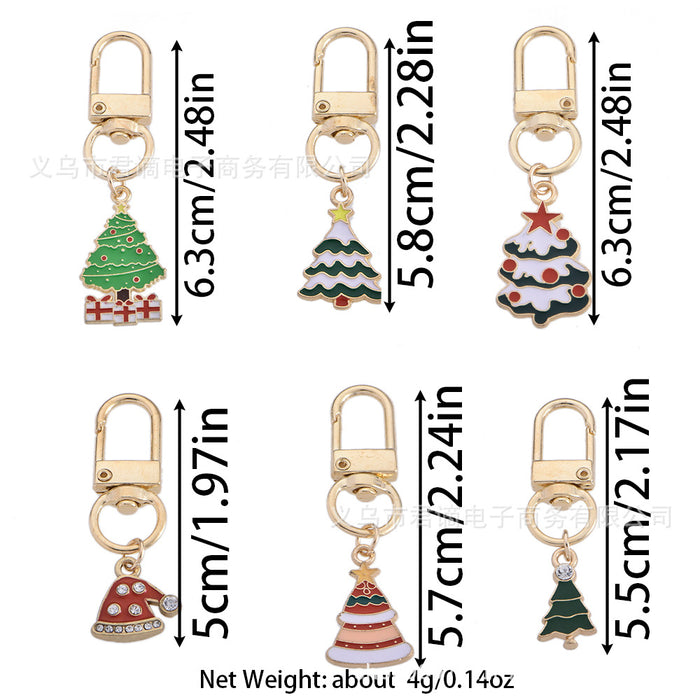 Wholesale Christmas Keychain Christmas Tree Series Keychain Alloy Oil Dripping Decorative Chain Bag Pendant