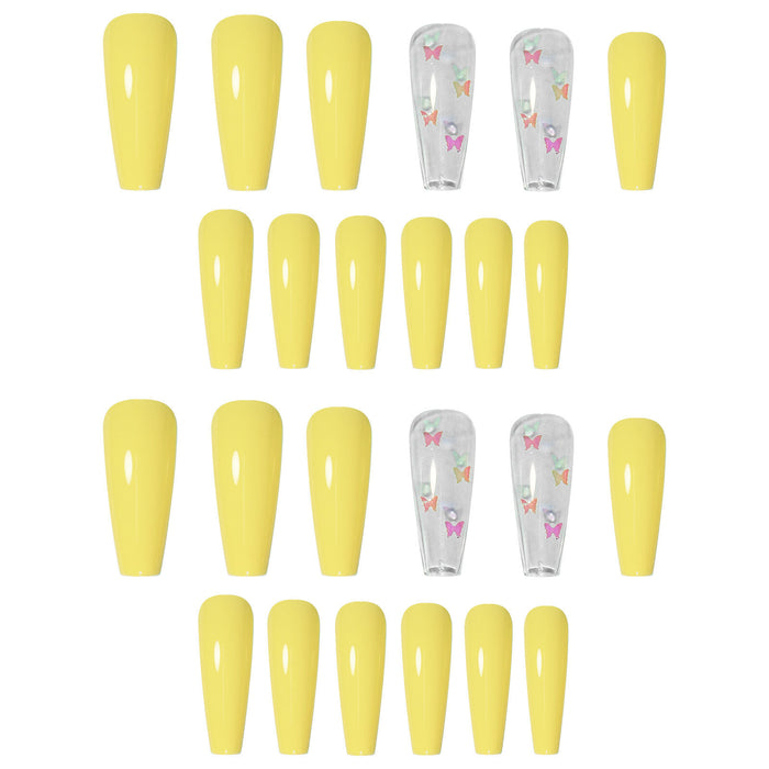 Wholesale Nail Stickers Plastic Yellow Butterfly Coffin Nail  JDC-NS-oumei010