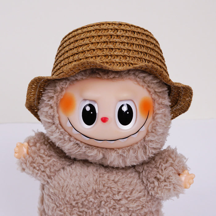 Wholesale  mini hollow top woven straw hat dome wave pull cloth leaking ear hat dress-up baby clothes accessories