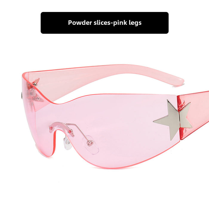 Wholesale Frameless pentagram integrated pilot sunglasses, sunshade sunglasses