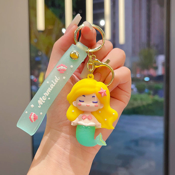 Wholesale Cartoon mermaid keychain pendant cute mermaid doll car key chain bag pendant small gift